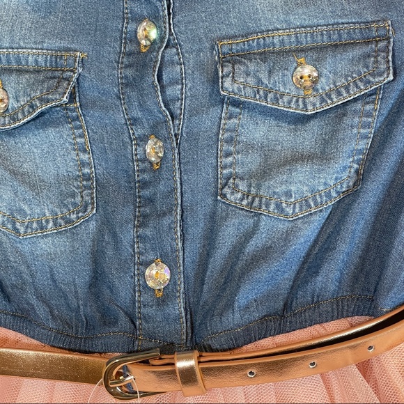 ZUNIE Kids' 3/4 Sleeve Denim & Mesh Dress In Denim Multi Size 4 - Picture 4 of 8